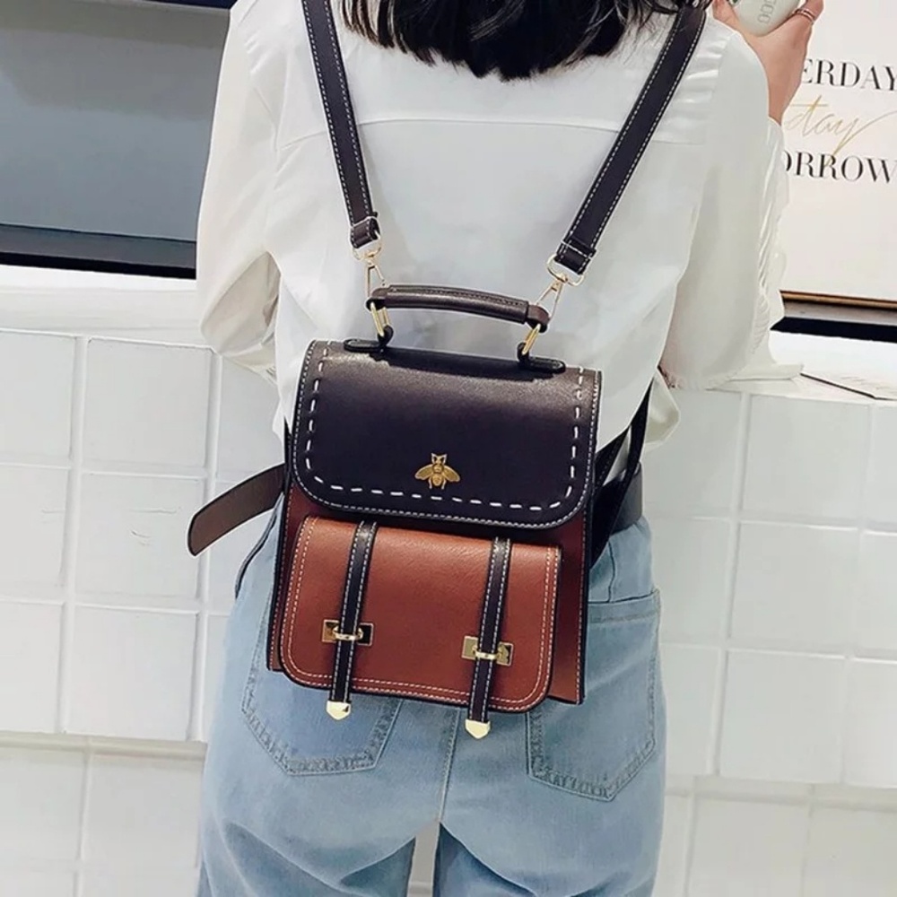 *NEW ROME Leather Backpack Shoulder Bag - Picture 2 of 8